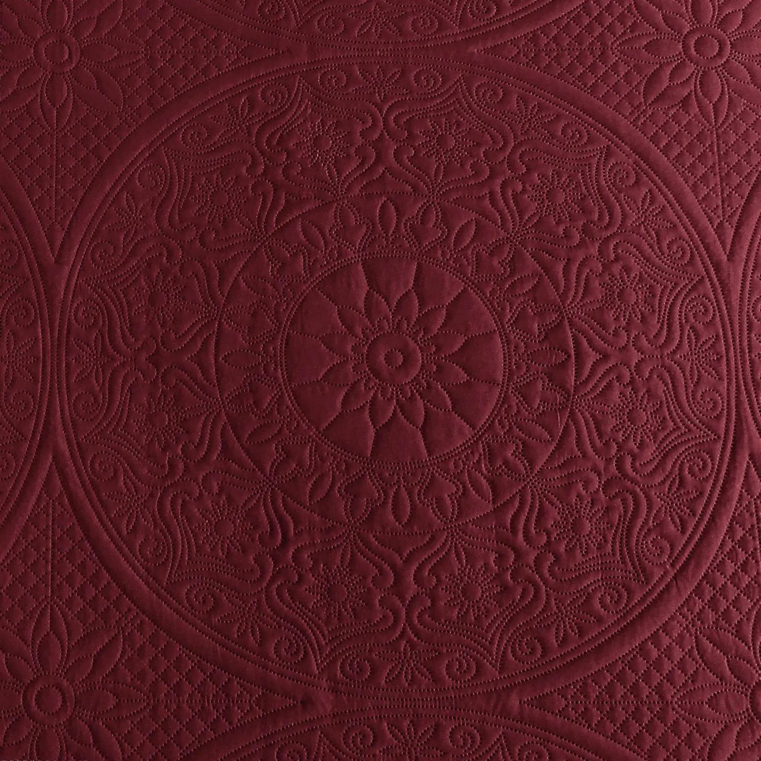 Floral Quilted Bedspread Set Burgundy