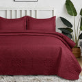 Floral Quilted Bedspread Set Burgundy