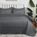 Floral Quilted Bedspread Set Charcoal