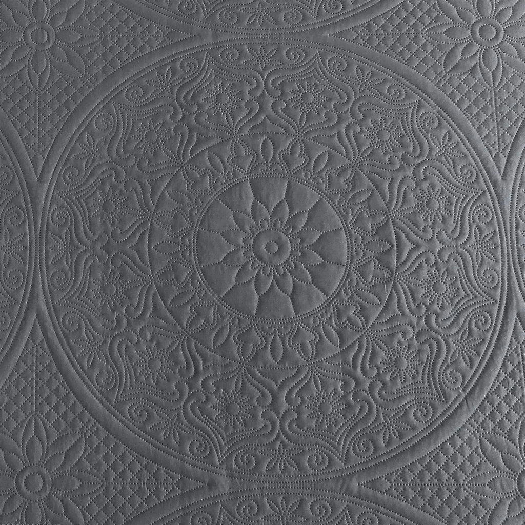 Floral Quilted Bedspread Set Charcoal