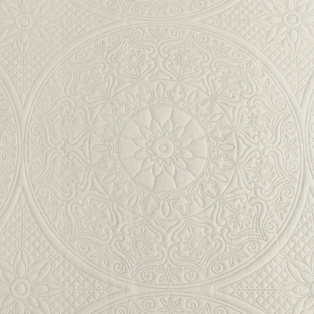 Floral Quilted Bedspread Set Cream