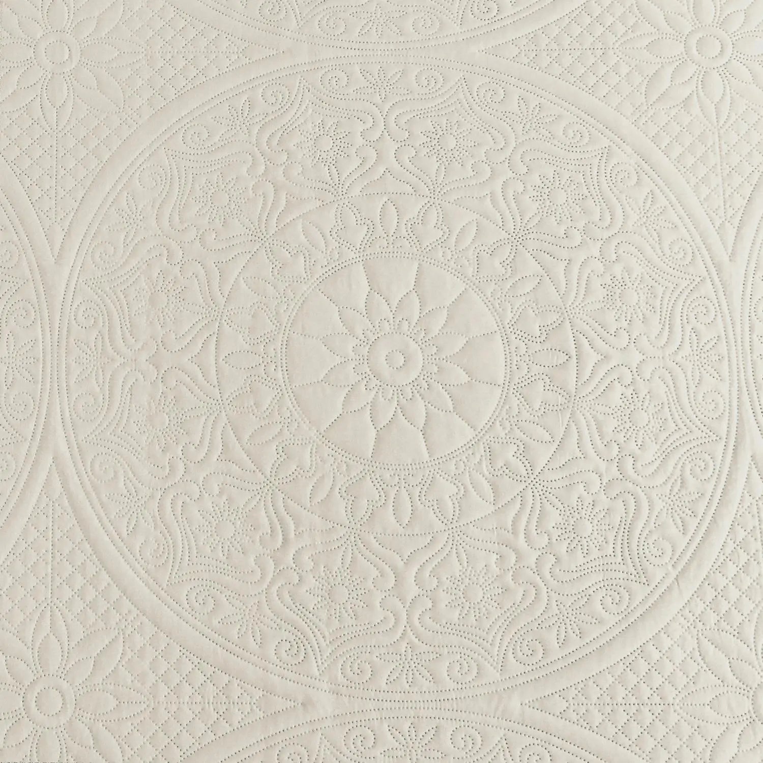 Floral Quilted Bedspread Set Cream