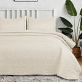 Floral Quilted Bedspread Set Cream