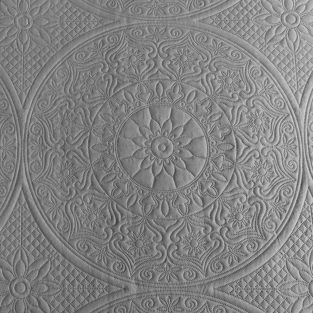 Floral Quilted Bedspread Set Grey