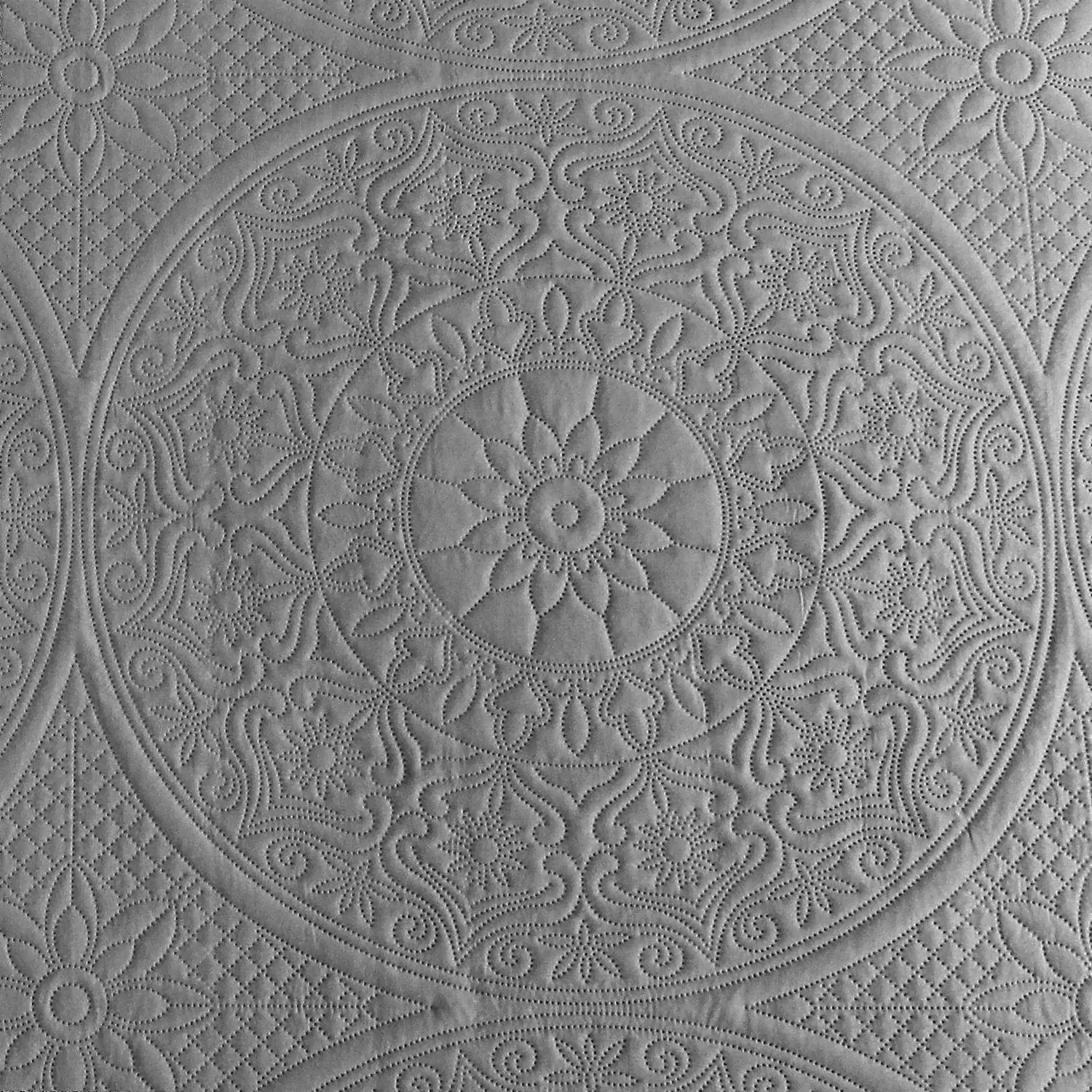 Floral Quilted Bedspread Set Grey
