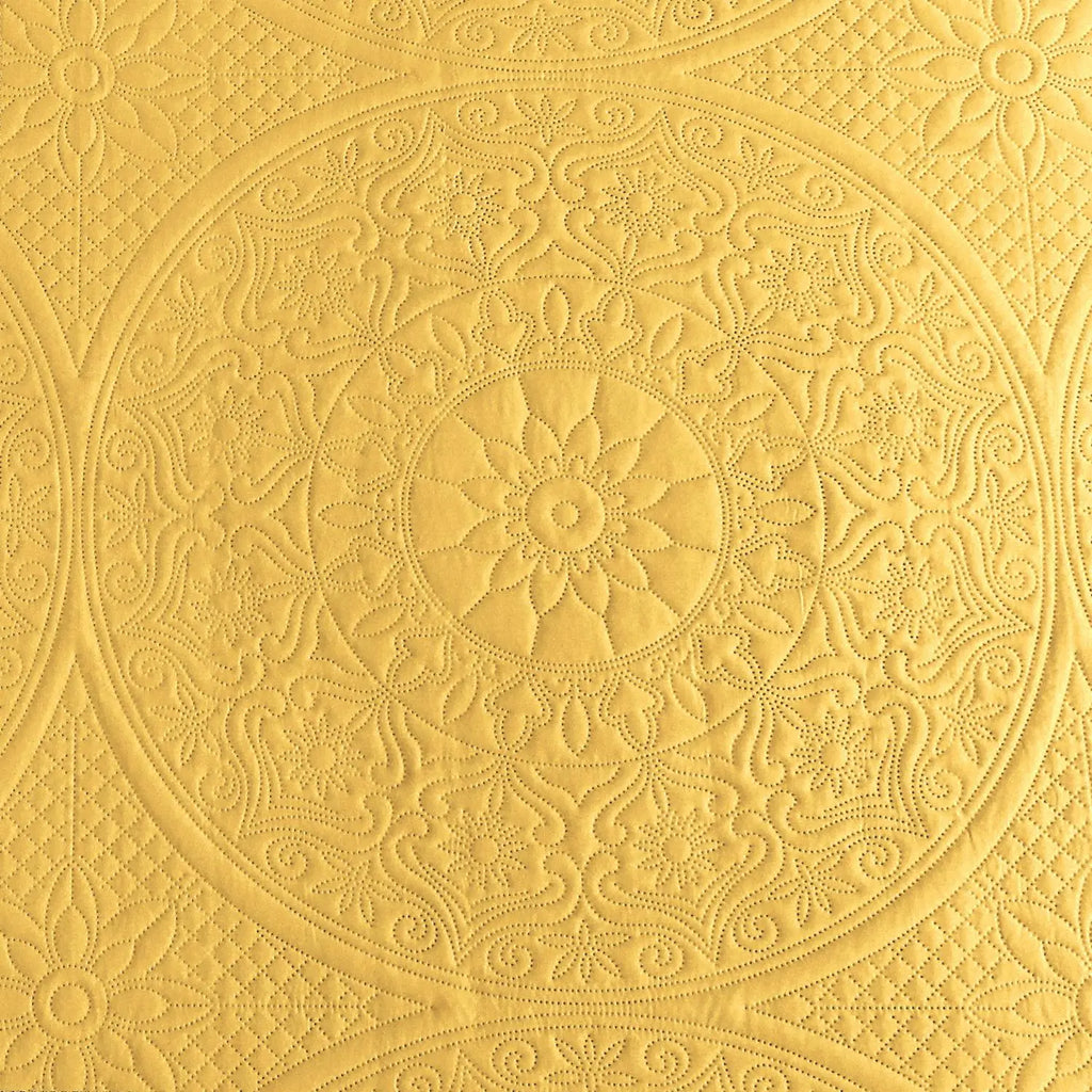 Floral Quilted Bedspread Set Ochre