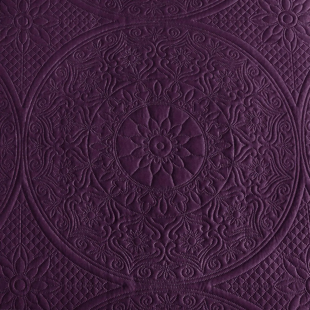 Floral Quilted Bedspread Set Plum