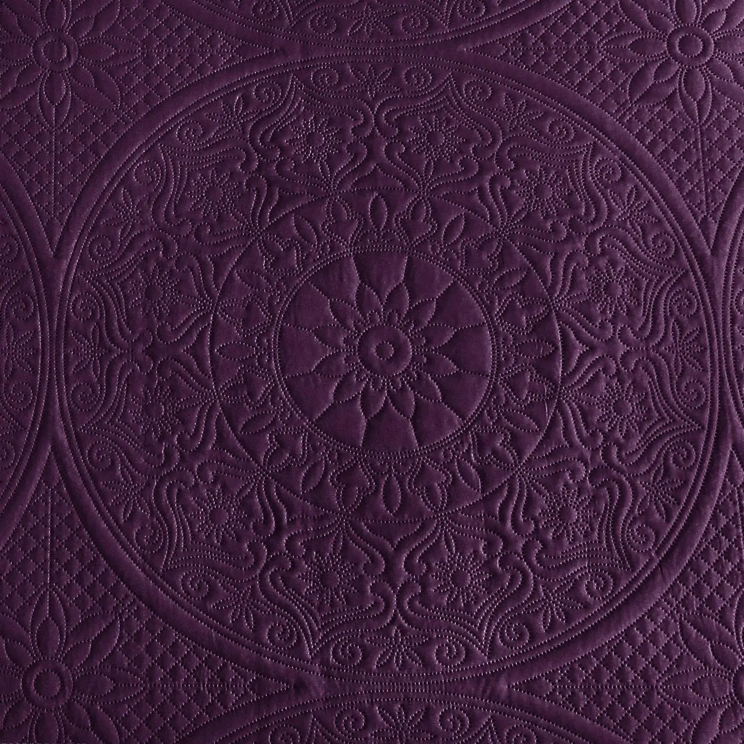 Floral Quilted Bedspread Set Plum