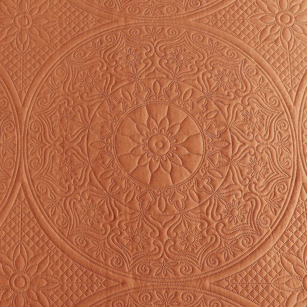 Floral Quilted Bedspread Set Rust