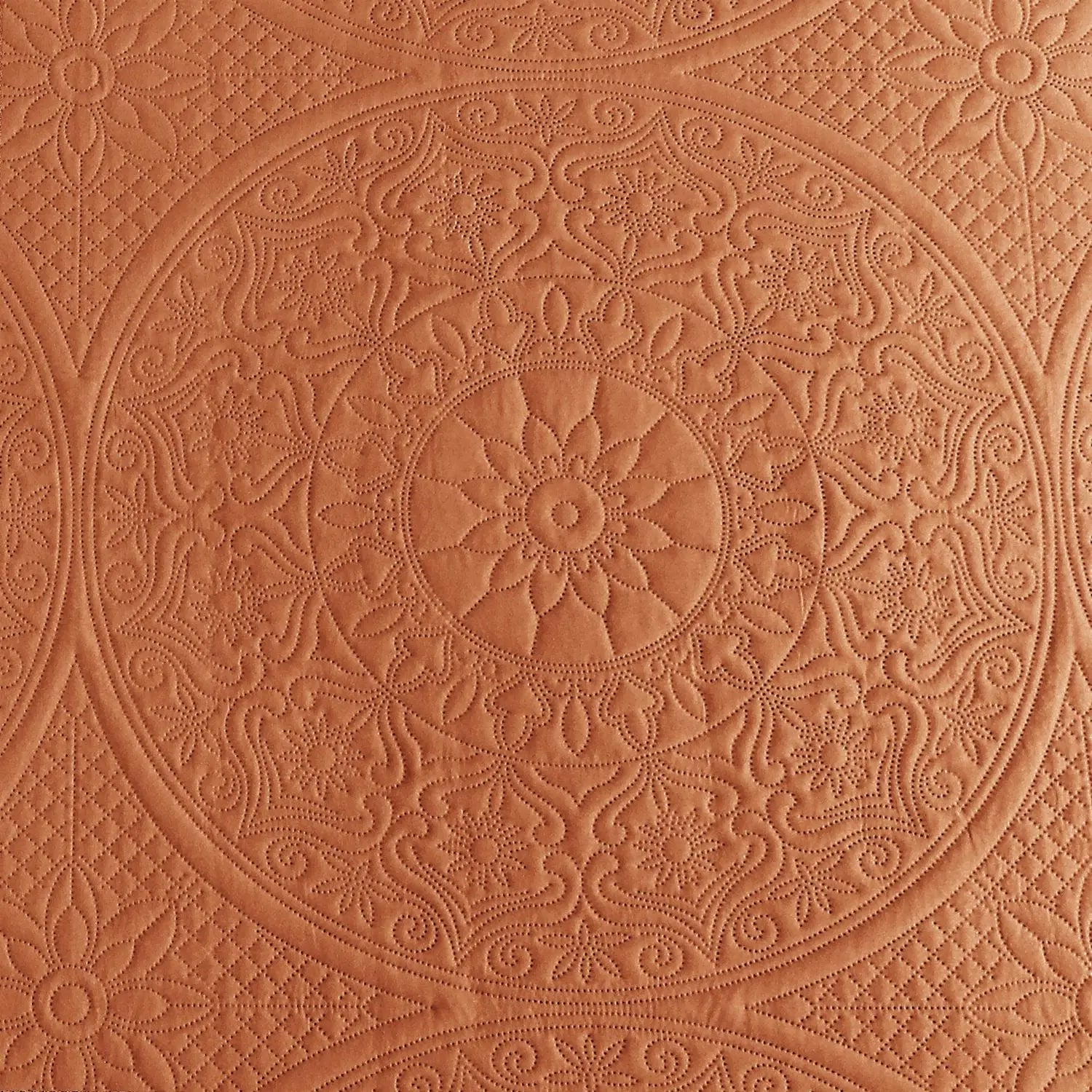 Floral Quilted Bedspread Set Rust