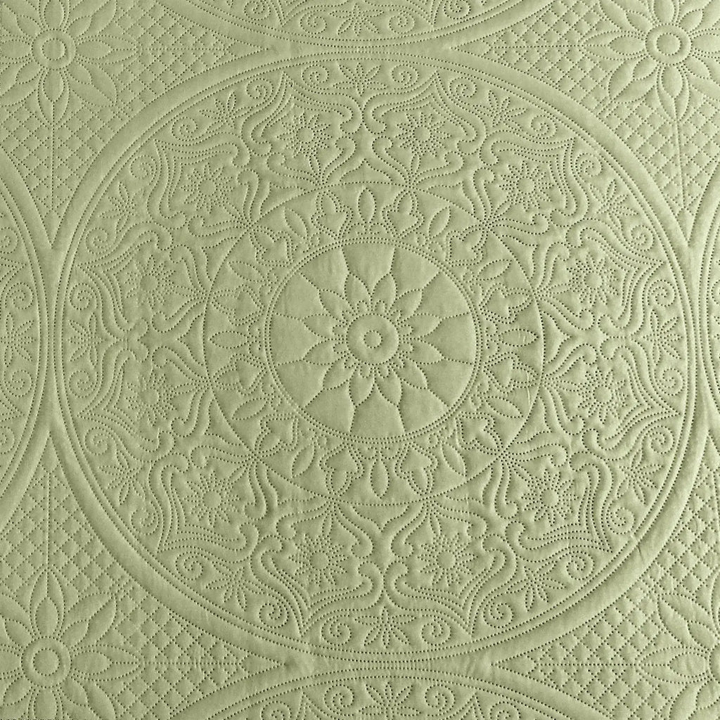Floral Quilted Bedspread Set Sage Green