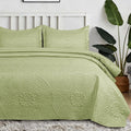 Floral Quilted Bedspread Set Sage Green