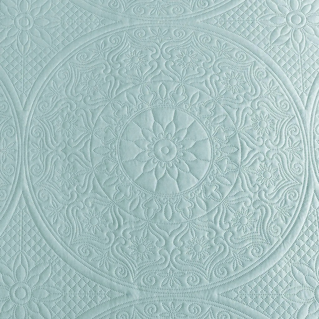 Floral Quilted Bedspread Set Sky Blue