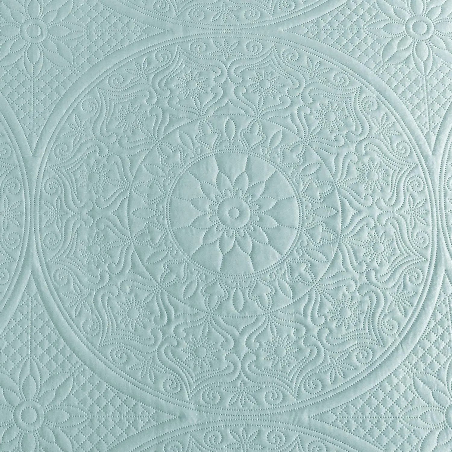 Floral Quilted Bedspread Set Sky Blue