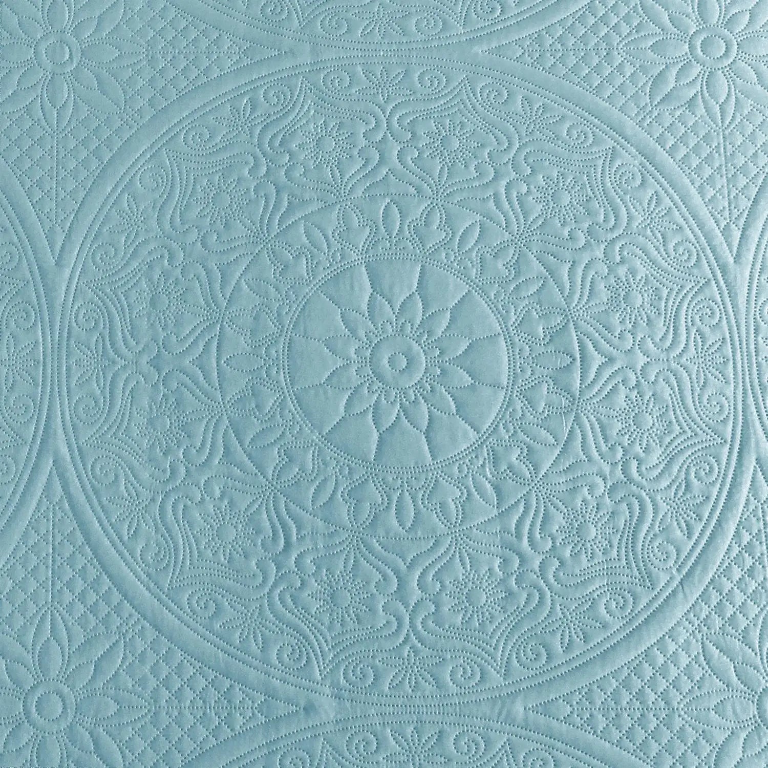 Floral Quilted Bedspread Set Spa Blue