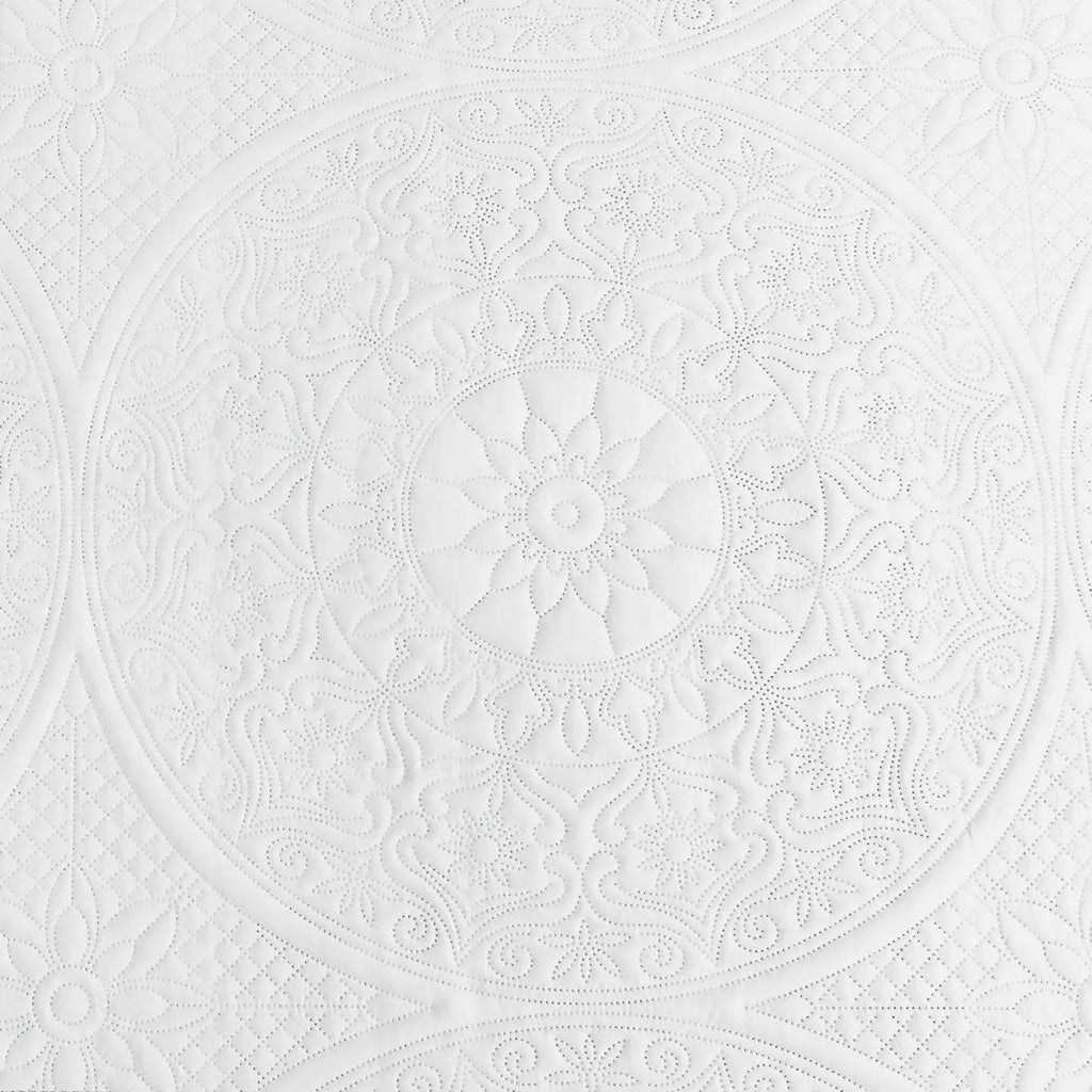 Floral Quilted Bedspread Set White
