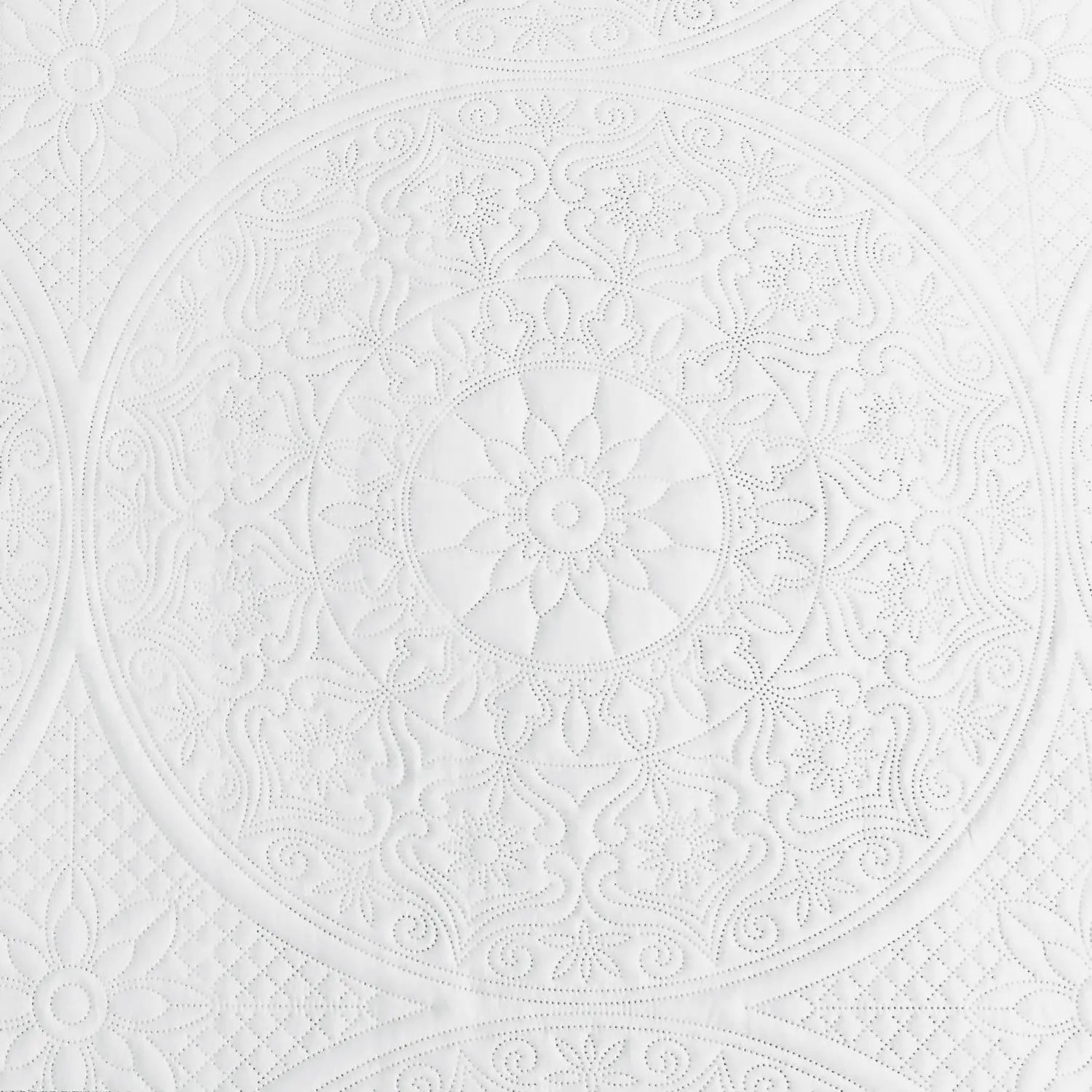 Floral Quilted Bedspread Set White