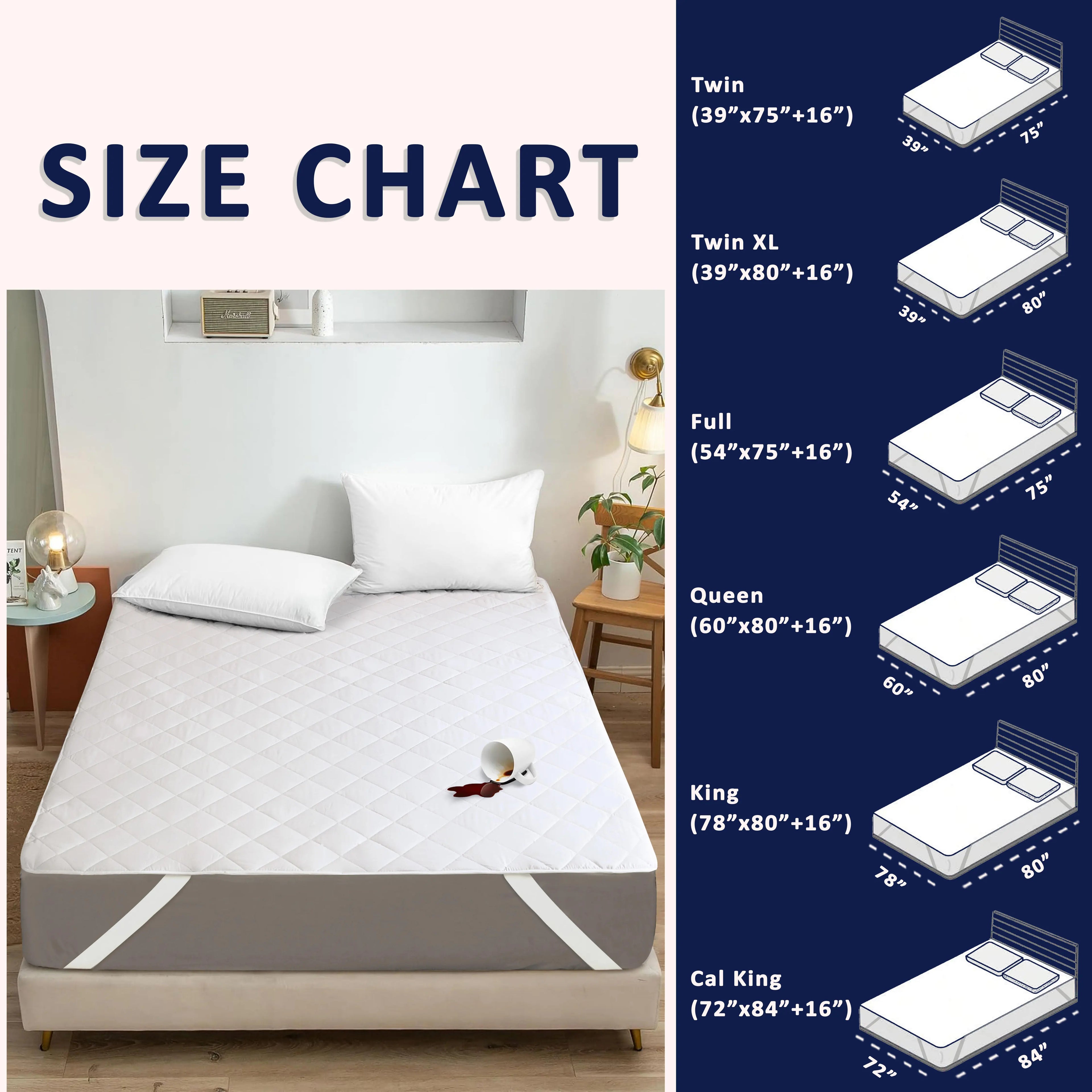 Waterproof Mattress Pad With Elastic Strap