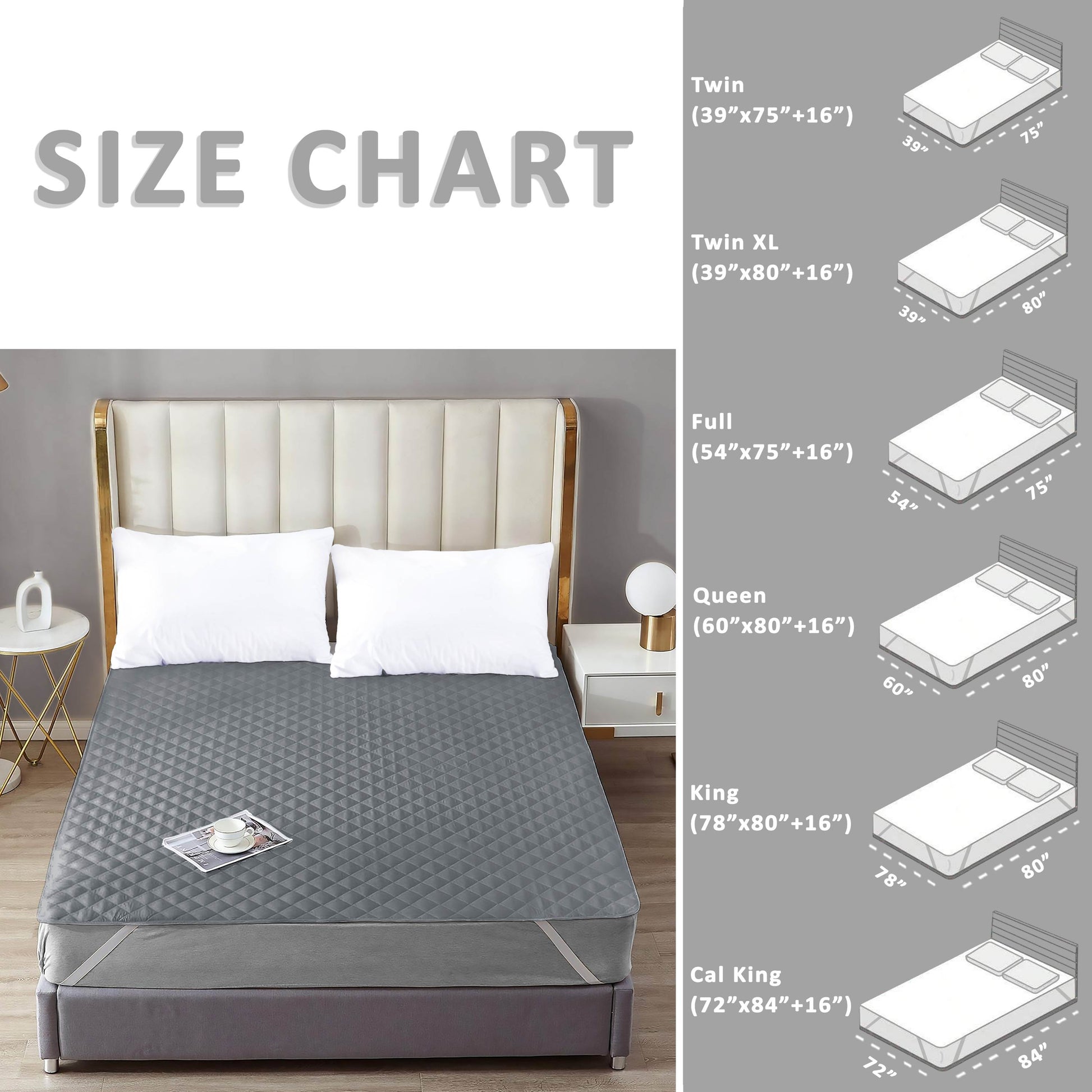 Waterproof Mattress Pad With Elastic Strap