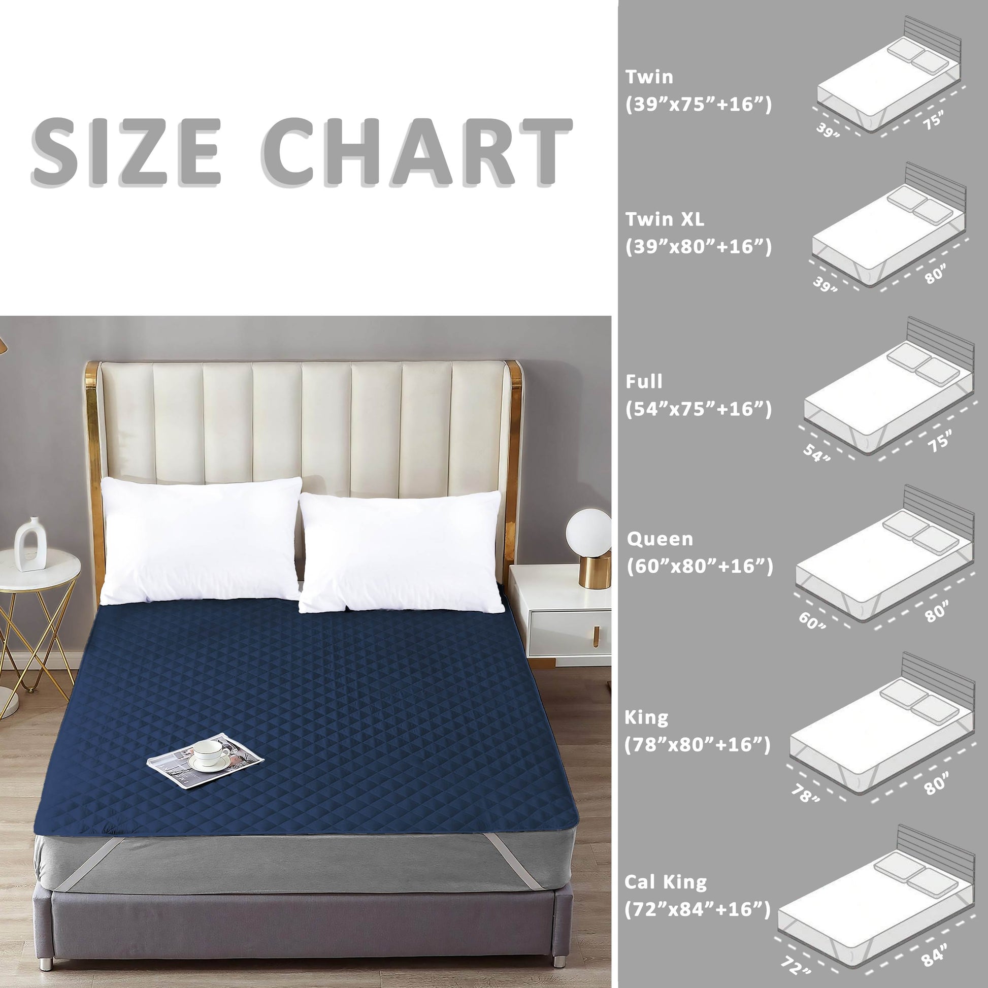 Waterproof Mattress Pad With Elastic Strap