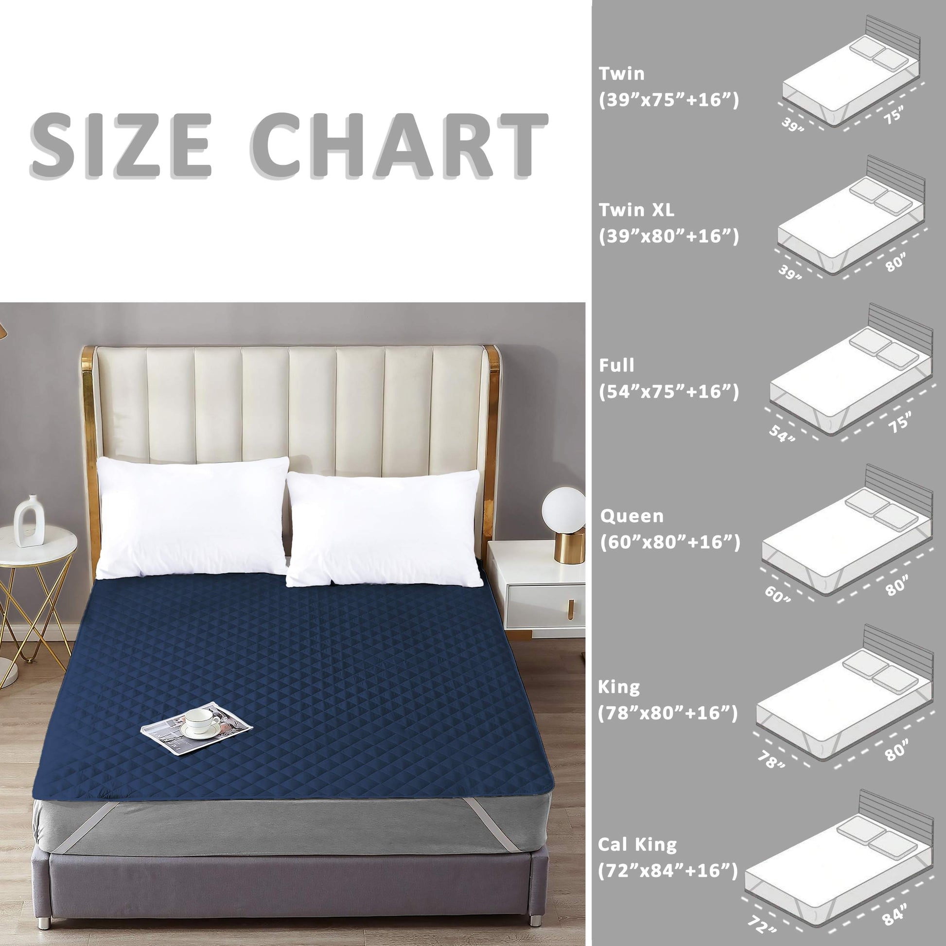 Waterproof Mattress Pad With Elastic Strap