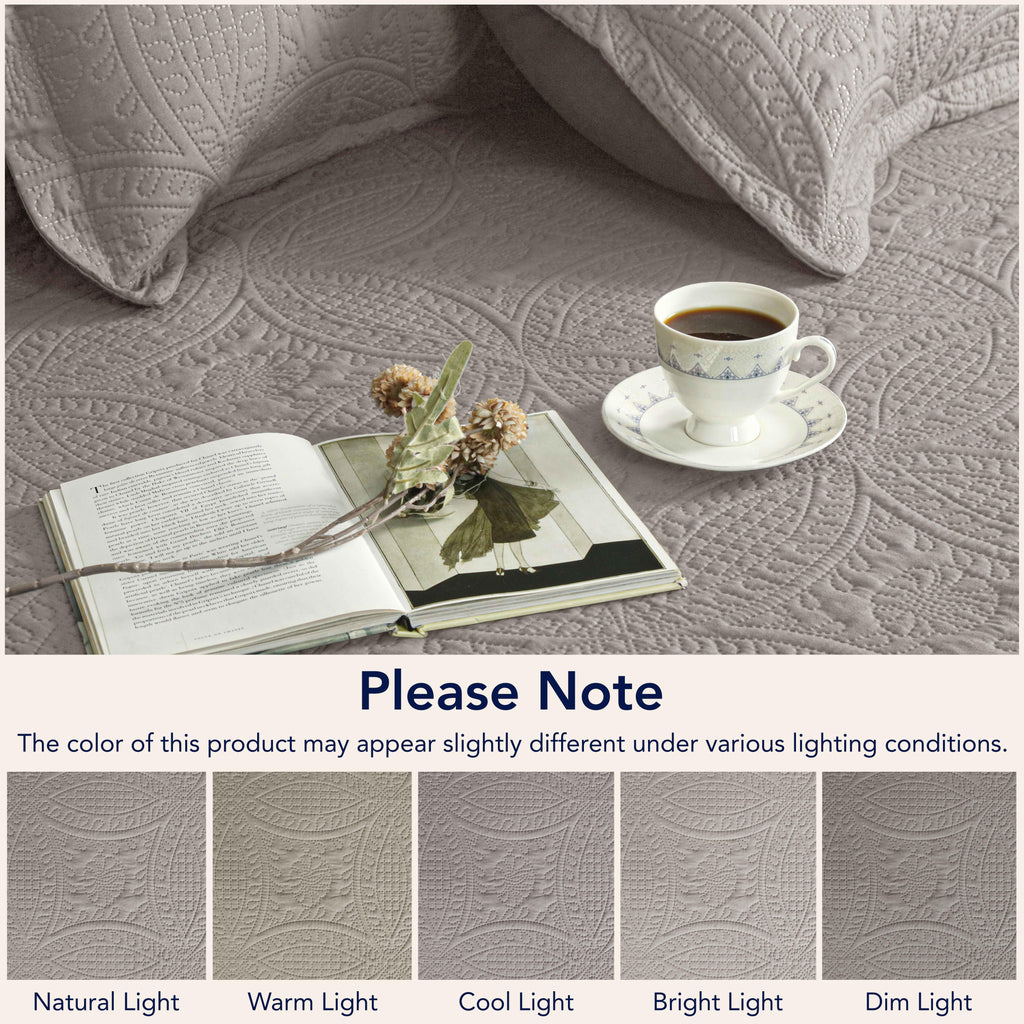 Coin Quilted Bedspread Set — Lightweight All-Season Coverlet with Pillow Shams