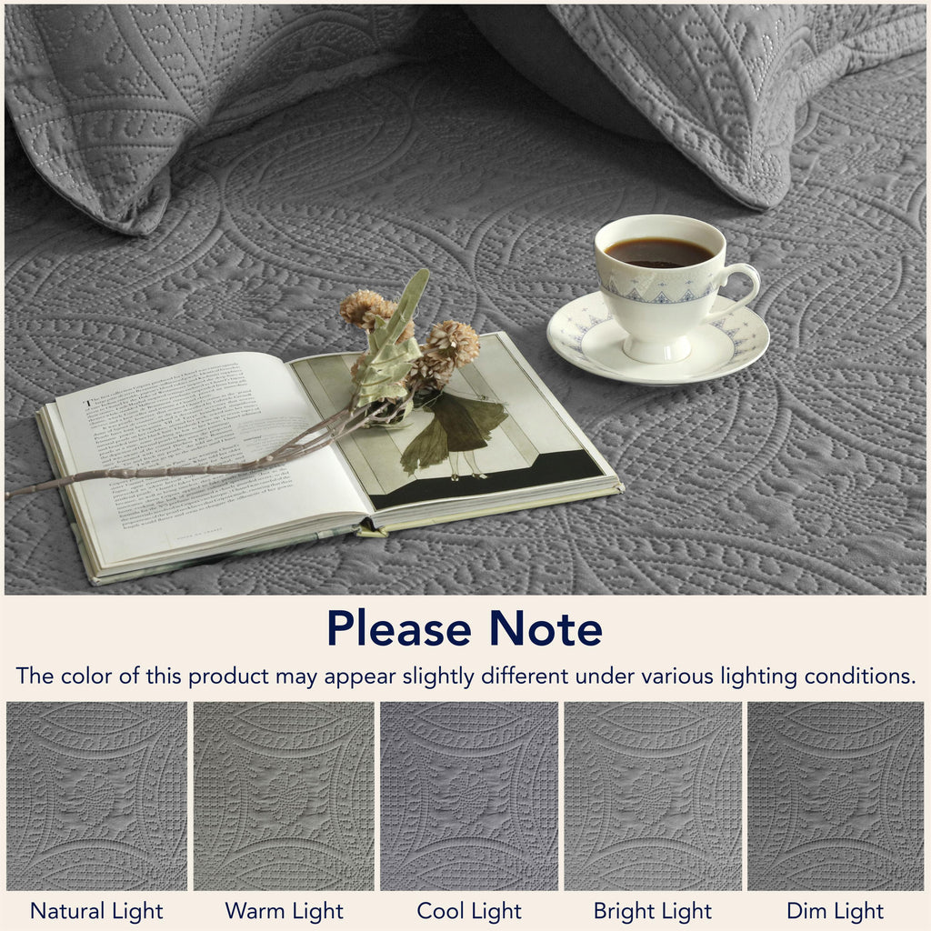 Coin Quilted Bedspread Set — Lightweight All-Season Coverlet with Pillow Shams