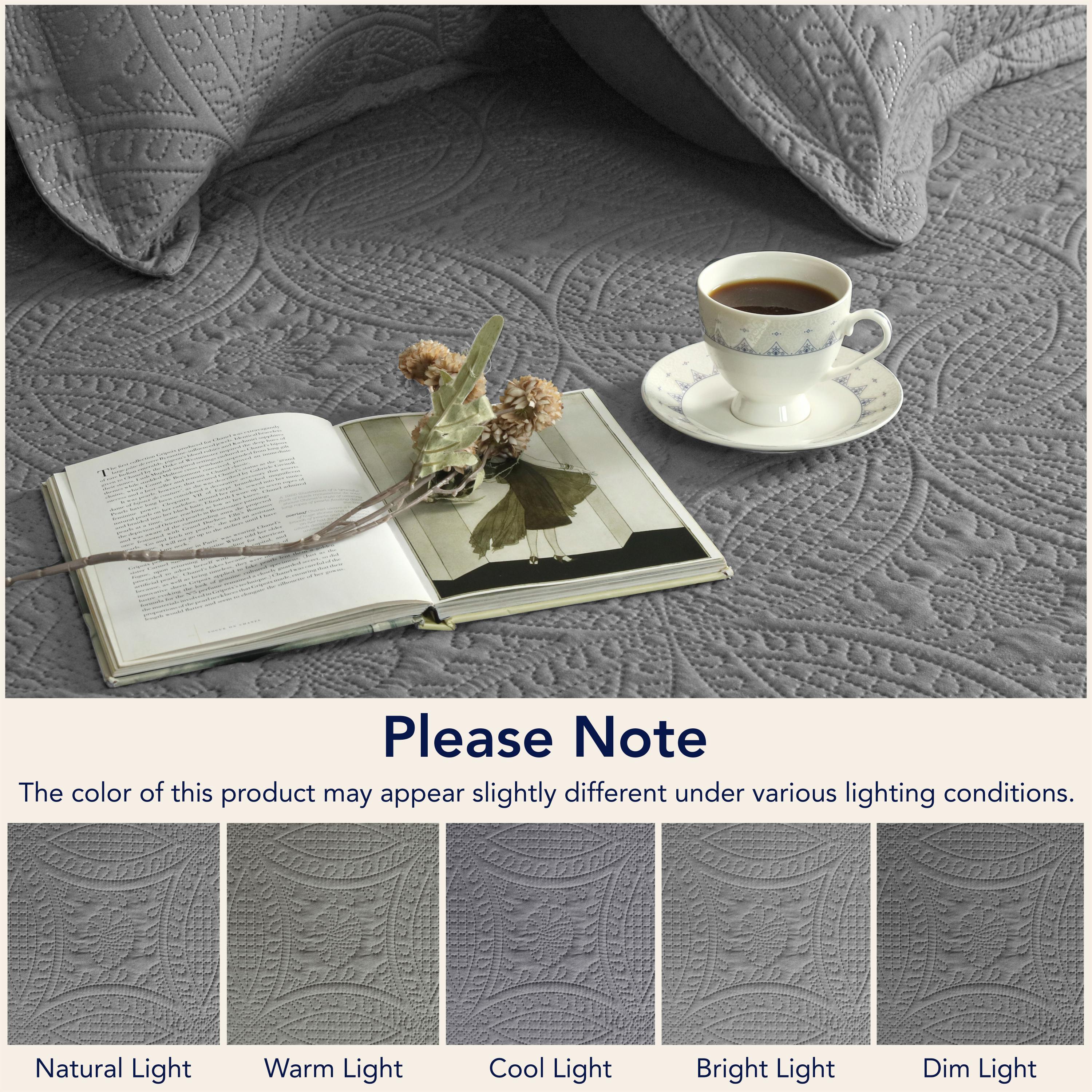 Coin Quilted Bedspread Set — Lightweight All-Season Coverlet with Pillow Shams