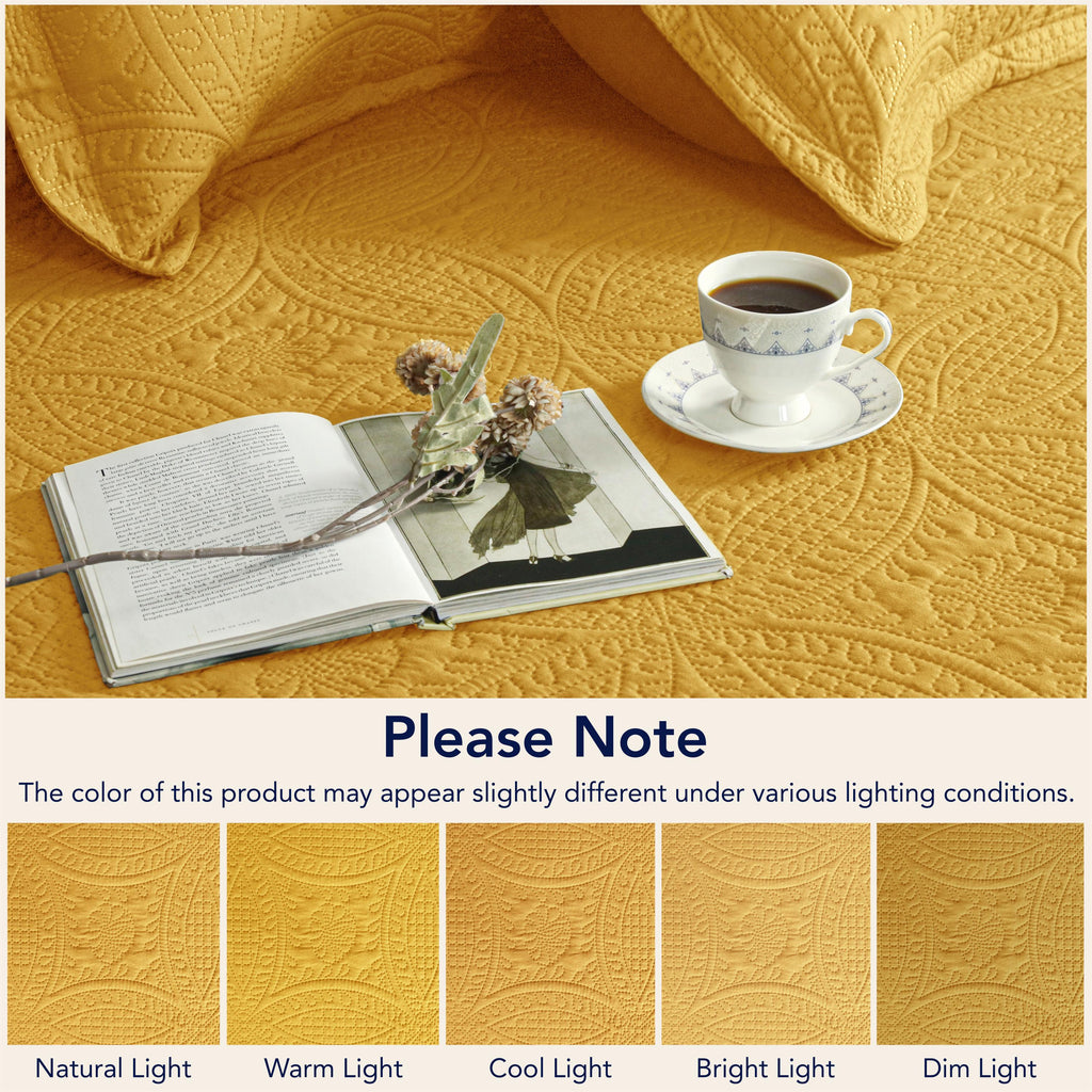 Coin Quilted Bedspread Set — Lightweight All-Season Coverlet with Pillow Shams