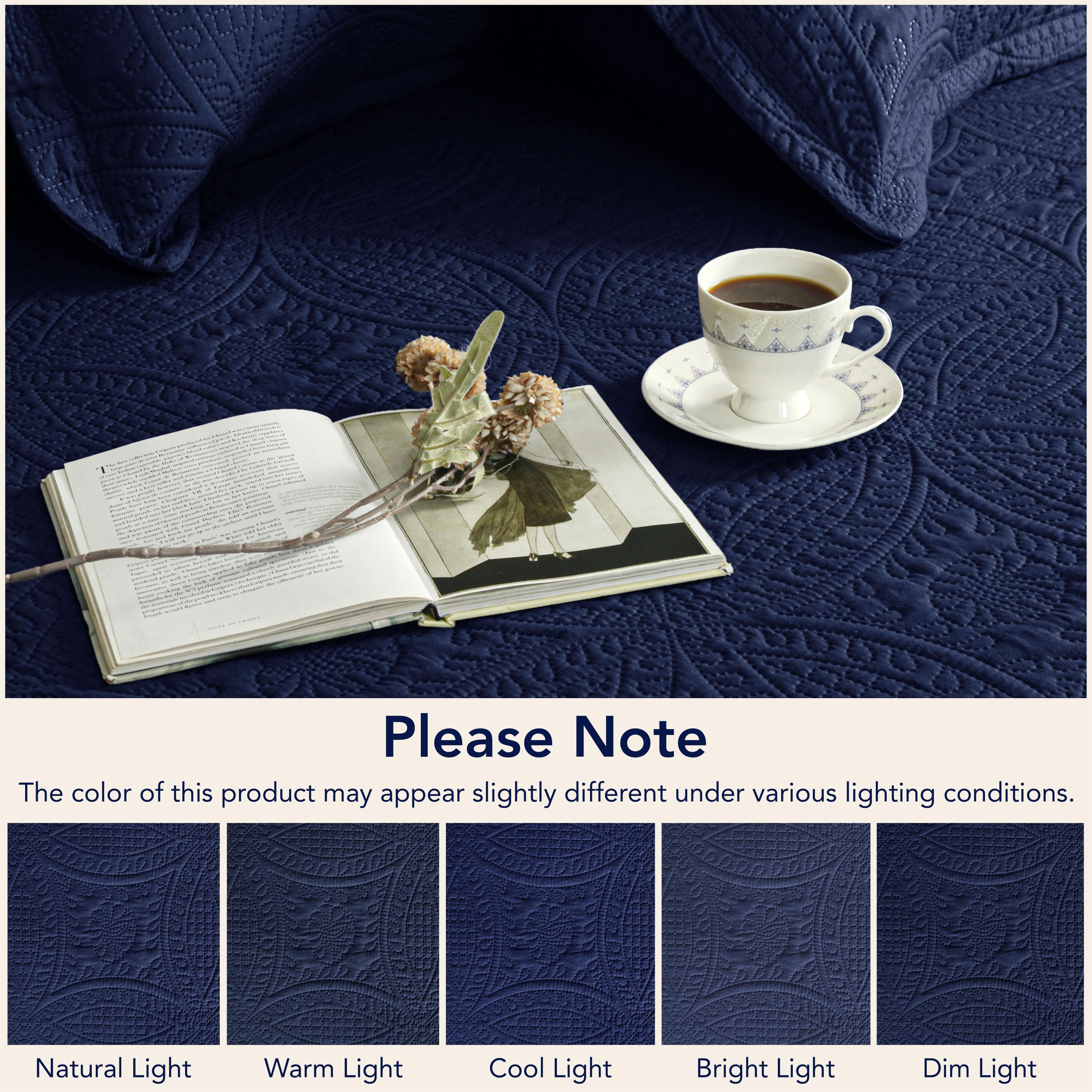 Coin Quilted Bedspread Set — Lightweight All-Season Coverlet with Pillow Shams