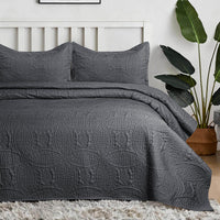 Coin Quilted Bedspread Set Charcoal