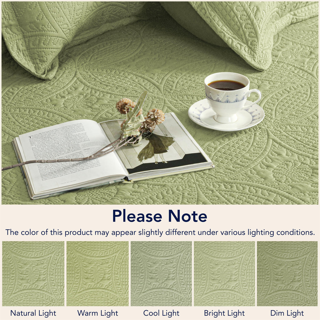 Coin Quilted Bedspread Set — Lightweight All-Season Coverlet with Pillow Shams
