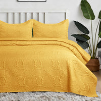 Coin Quilted Bedspread Set Ochre