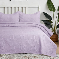 Coin Quilted Bedspread Set Lavender