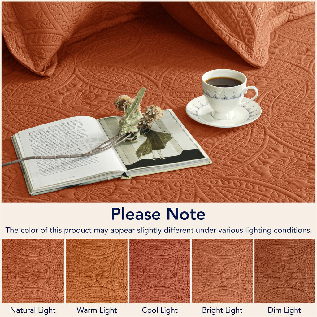 Coin Quilted Bedspread Set — Lightweight All-Season Coverlet with Pillow Shams