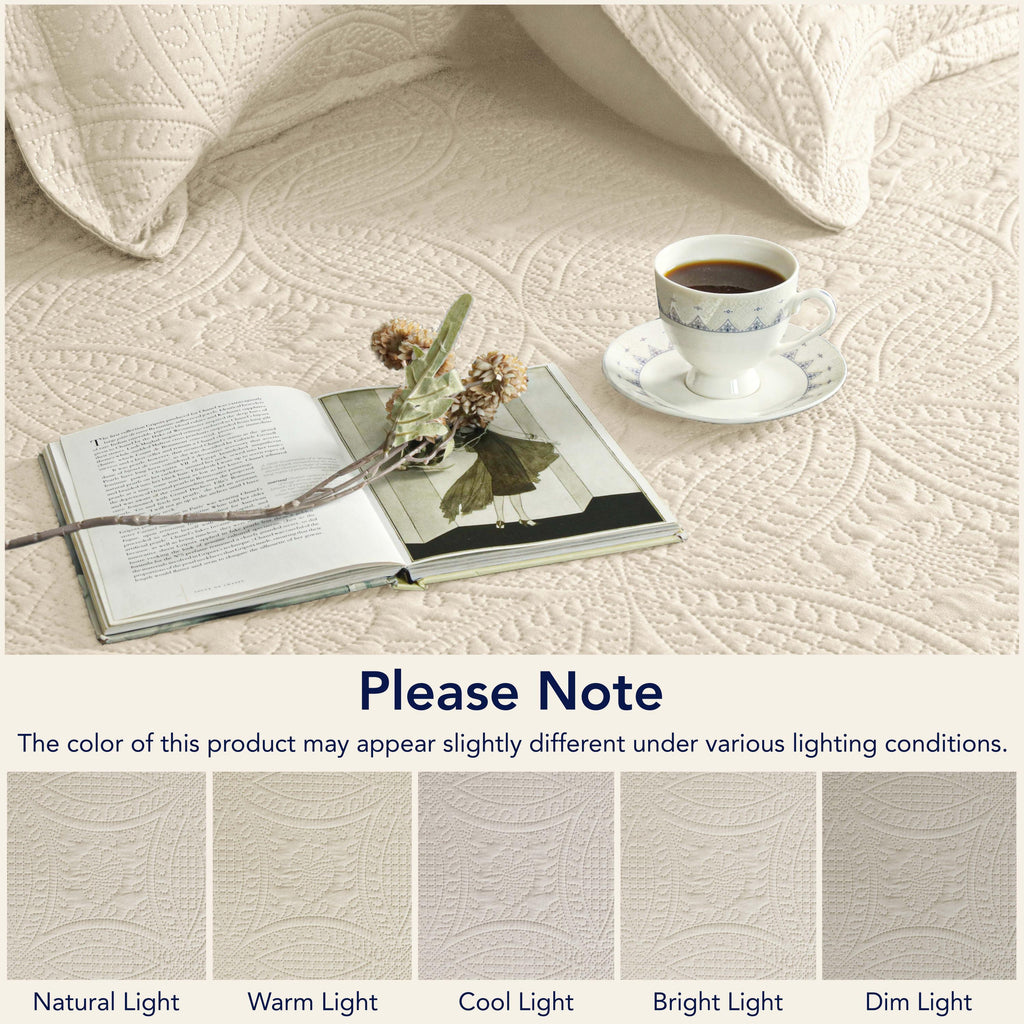 Coin Quilted Bedspread Set — Lightweight All-Season Coverlet with Pillow Shams
