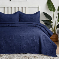 Coin Quilted Bedspread Set Navy