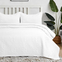 Coin Quilted Bedspread Set White