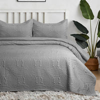 Coin Quilted Bedspread Set Grey