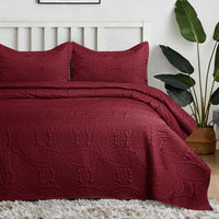Coin Quilted Bedspread Set Burgundy