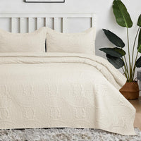 Coin Quilted Bedspread Set Cream