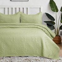 Coin Quilted Bedspread Set Sage Green