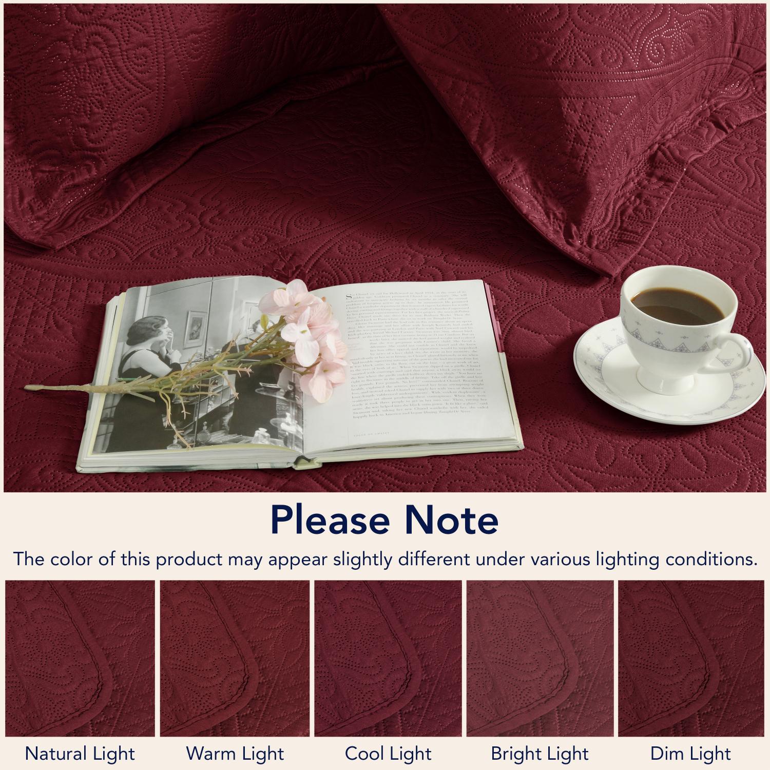Floral Quilted Bedspread Set — Lightweight All-Season Coverlet with Pillow Shams