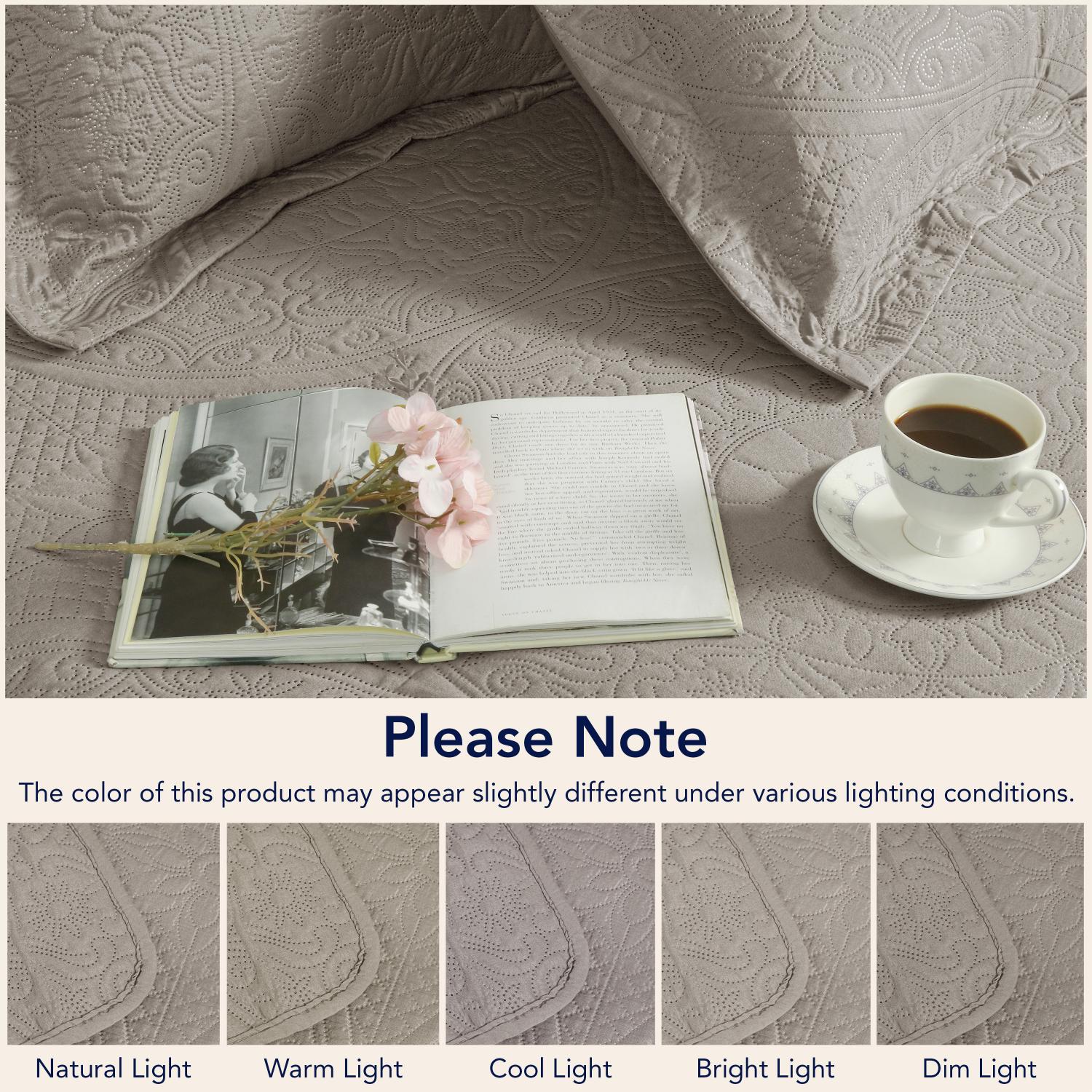 Floral Quilted Bedspread Set — Lightweight All-Season Coverlet with Pillow Shams