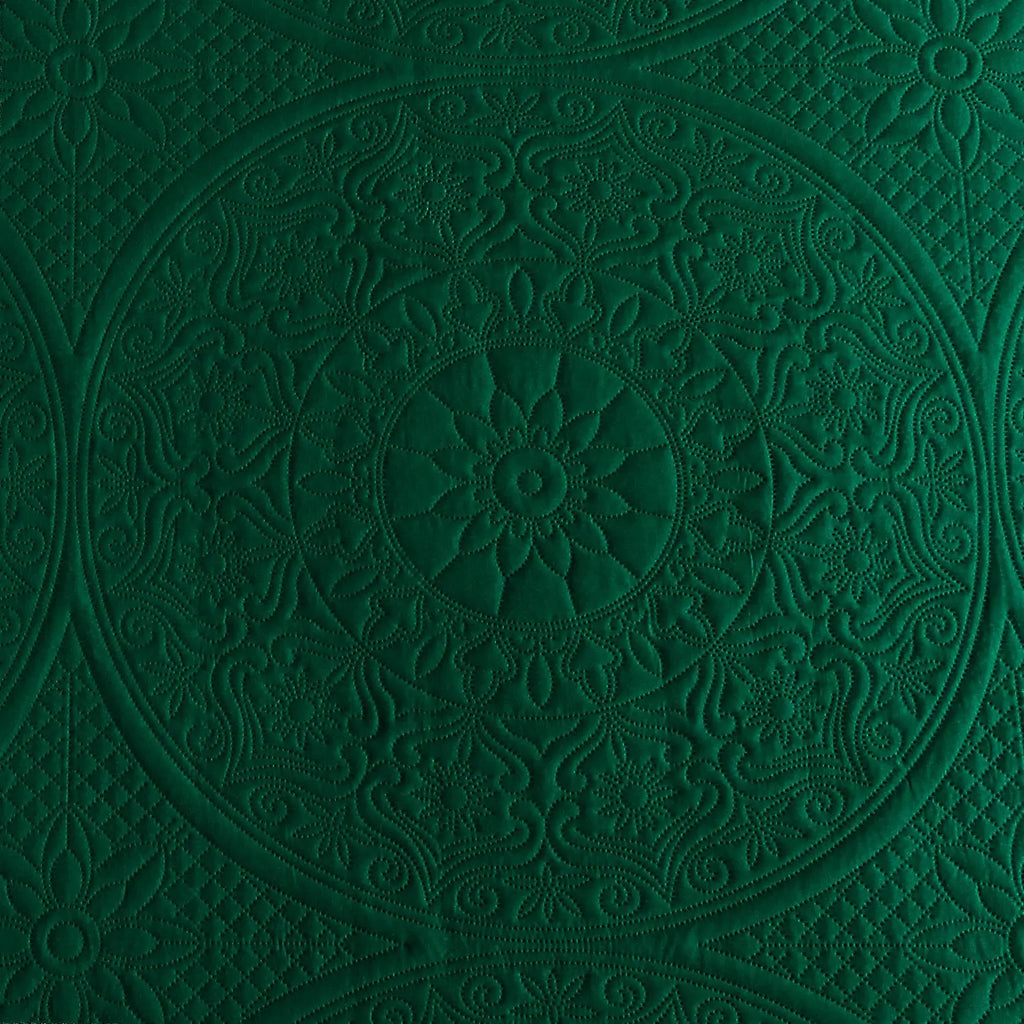 Floral Quilted Bedspread Set Emerald