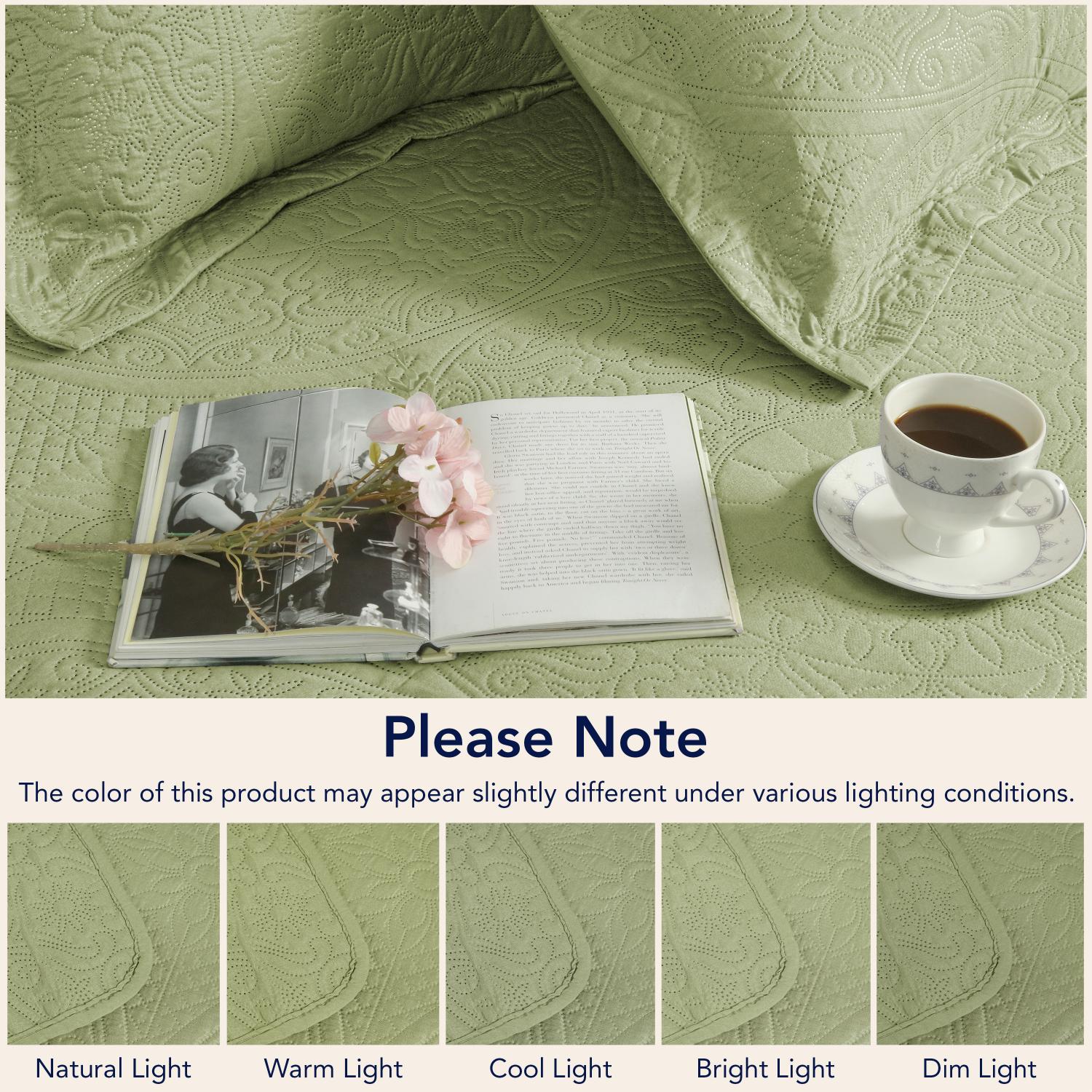 Floral Quilted Bedspread Set — Lightweight All-Season Coverlet with Pillow Shams