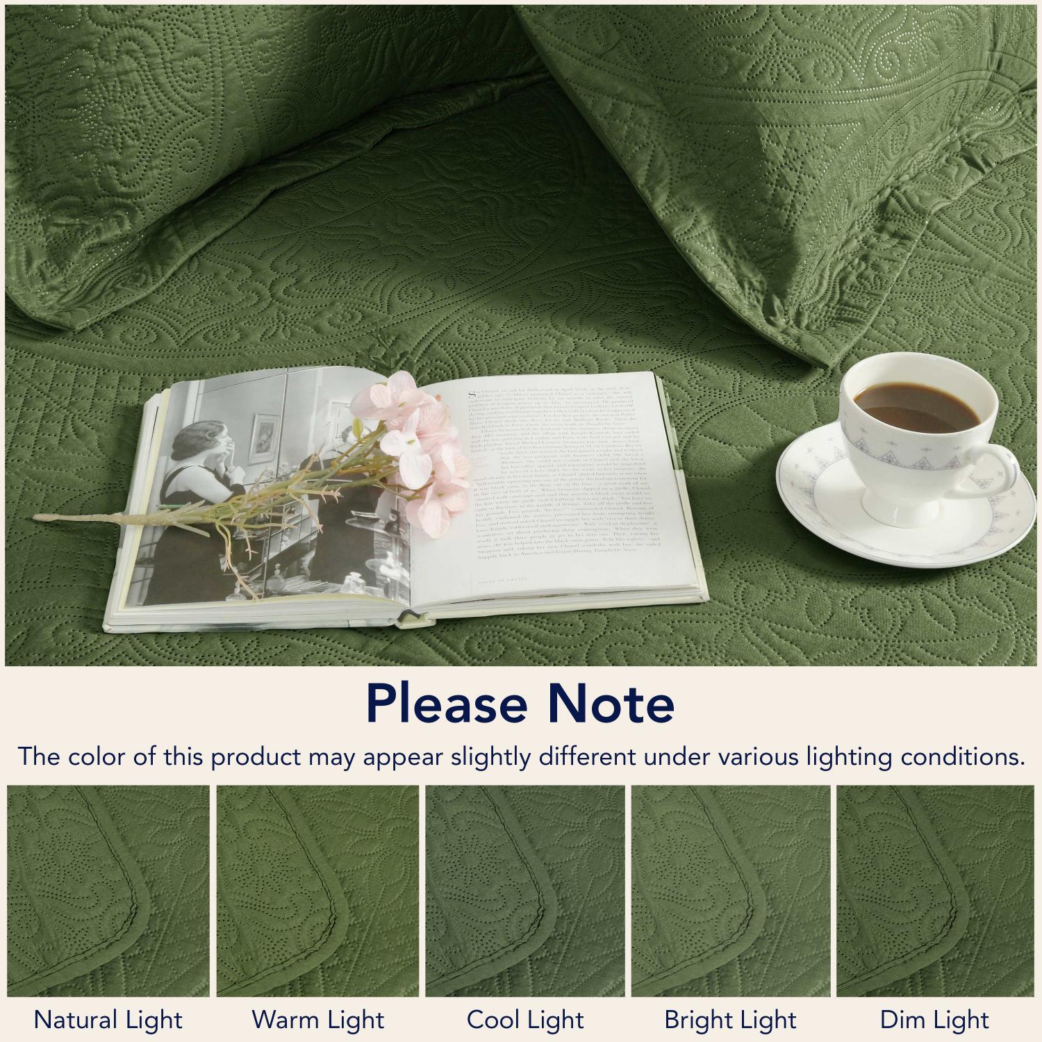 Floral Quilted Bedspread Set — Lightweight All-Season Coverlet with Pillow Shams