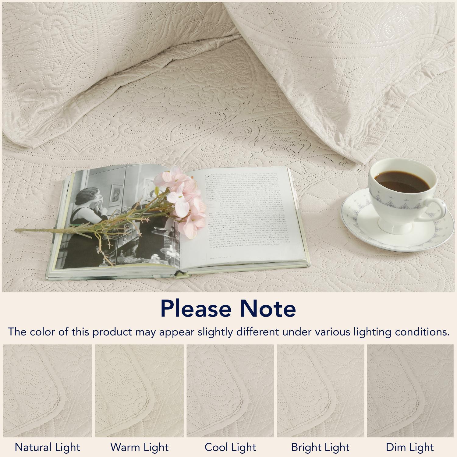Floral Quilted Bedspread Set — Lightweight All-Season Coverlet with Pillow Shams